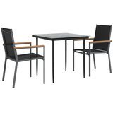  3-dijelni vrtni blagovaonski set crni od tekstilena i čelika | Eponuda.com