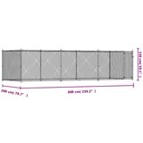 vidaXL Pasji boks z vrati siv 6x2x1,5 m pocinkano jeklo | Shoptok.si