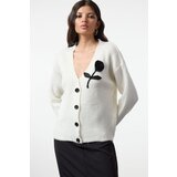 Trendyol Bone Soft Texture Rose Detailed Knitwear Cardigan | Shoptok.si