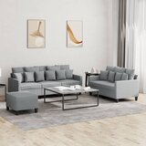  3-dijelni set sofa s jastucima svjetlosivi od tkanine | shoptok.hr