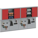  4-delni komplet orodnih omar in pegboard set na steni rdeča kovina, (22048522) | Shoptok.si