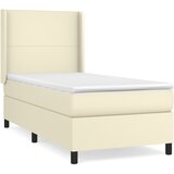 Krevet s oprugama i madracem krem 90 x 190 cm od umjetne kože | shoptok.hr
