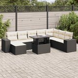 vidaXL 9-dijelni set vrtnih sofa s jastucima crni od poliratana | shoptok.hr
