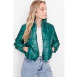 Trendyol Green Zipper Closure Stand Up Collar Inflatable Crop Coat Cijene