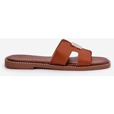 Boto Flat Slippers With Cutouts And Decoration Camel Bohalis | Shoptok.si