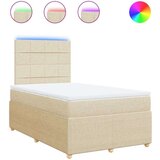 vidaXL Box spring postelja z vzmetnico krem 120x190 cm blago, (21309714) | Shoptok.si