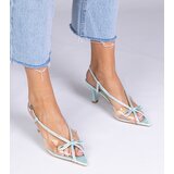  Green transparent high heel sandals with rhinestones Kloksi | Shoptok.si