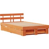  Krevetna konstrukcija sa ladicama Vosak smeđa 135x190 cm Čvrsta borovina | shoptok.hr