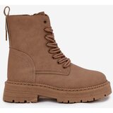 Boto Women's Ankle Boots Workers With Zipper Dark Beige Tirina | shoptok.hr