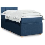 vidaXL Box spring postelja z vzmetnico modra 90x200 cm blago | Shoptok.si