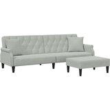 vidaXL Kavč dvosed z blazinami in stolčkom za noge svetlo siv žamet | Shoptok.si