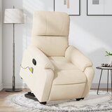 vidaXL Masažni naslonjač na podizanje bež od mikrovlakana | shoptok.hr