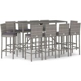  11-dijelni vrtni barski set od poliratana s jastucima sivi | shoptok.hr