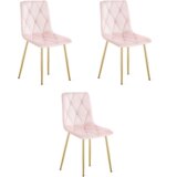  Stolica LIBRA - svijetlo ružičasti baršun / zlatne noge x 3 | shoptok.hr