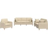  3-dijelni set sofa s jastucima krem od mikrovlakana | shoptok.hr