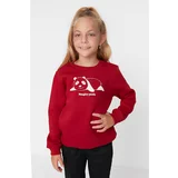 Trendyol Red Printed Crew Neck Girl Knitted Sweatshirt
