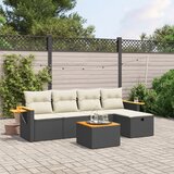 Maison Chic Seti vrtnega pohištva - Vrtna garnitura - Vrtni pohištvo set 6-delna z blazinami črna poli ratan, (21807641) | Shoptok.si