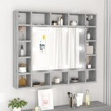 vidaXL Omarica z ogledalom in LED lučkami siva sonoma 91x15x76,5 cm | Shoptok.si