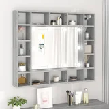 vidaXL Omarica z ogledalom in LED lučkami siva sonoma 91x15x76,5 cm