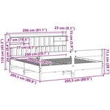  Krevet s regalom za knjige bez madraca 200 x 200 cm od borovine | shoptok.hr