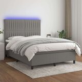 Krevet box spring s madracem LED tamnosivi 140x190 cm tkanina Cijene