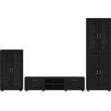  Set TV komoda FLORIN 3 kom. Crna Konstruirano drvo | shoptok.hr