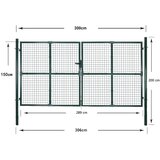  Dvokrilna ogradna vrata 300x150 cm Čelik s praškastim premazom | shoptok.hr