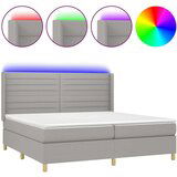  Krevet box spring s madracem LED svjetlosivi 200x200 cm tkanina | shoptok.hr