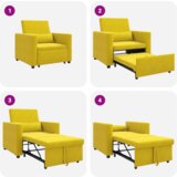  3-v-1 Enosobna Postelja za Sedenje Prenosna Rumena Velur, (22094465) | Shoptok.si