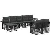  Set vanjskih sofa s jastukom 9 pcs Crna i tamno siva Poliester | shoptok.hr