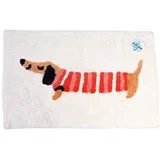 Crveno-bijela kupaonska prostirka 83x52,5 cm Sausage Dog -