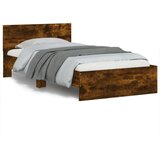 vidaXL Posteljni okvir z vzglavjem dimljen hrast 100x200 cm inž. les Cene