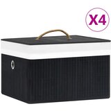  Kutije za pohranu od bambusa 4 kom crne | shoptok.hr