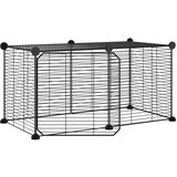  Ograda za hišne ljubljenčke z 8 paneli črna 35x35 cm jeklo, (20802330) | Shoptok.si