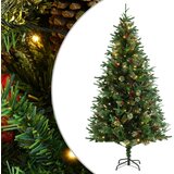 vidaXL Novoletna jelka z LED lučkami in storži zelena 195 cm PVC PE | Shoptok.si