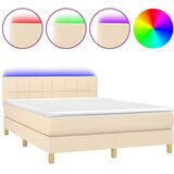 Maison Chic Box spring postelja - Vzmetna postelja z vzmetnico LED krem 140x200 cm blago SL15454, (21902026) | Shoptok.si