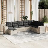  8-dijelni set vrtnih sofa od poliratana s jastucima svjetlosivi | shoptok.hr