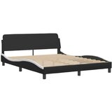  Postelja z vzmetnico črna in bela 160x200 cm umetno usnje | Shoptok.si