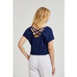 Moodo Women's blue T-shirt with back neckline - navy blue | shoptok.hr