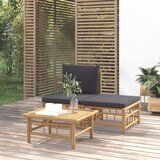 Maison Chic Seti vrtnega pohištva - Vrtna garnitura - Vrtni pohištvo set 3-delna temno sive blazine bambus, (21811588) | Shoptok.si