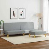 vidaXL Kavč dvosed s stolčkom za noge svetlo sivo blago | Shoptok.si