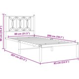  Metalni okvir za krevet s uzglavljem crni 80x200 cm | shoptok.hr