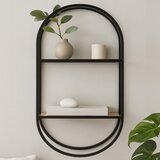 Premier Housewares Črna/v naravni barvi večnivojska kovinska polica 35 cm Mataram – | Shoptok.si