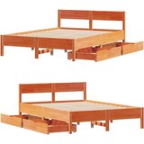 vidaXL Okvir kreveta bez madraca voštano smeđi 140x190 cm od borovine | shoptok.hr