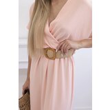 Kesi Włoski Long dress with a decorative belt apricot | shoptok.hr