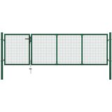 vidaXL Vrtna vrata jeklena 350x100 cm zelena | Shoptok.si
