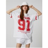Koton Oversize T-Shirt College Printed Short Sleeve Crew Neck Cene