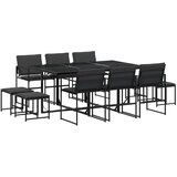  11dijelni vrtni blagovaonski set s jastucima crni od tekstilena | Eponuda.com
