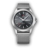 Swiss Military chrono quartz sivi srebrni sportsko elegantni ručni sat sa srebrnim pancir kaišem 601408 Cene