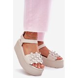 CheBello Ladies Leather Sandals On Platform Beige 4701 | shoptok.hr